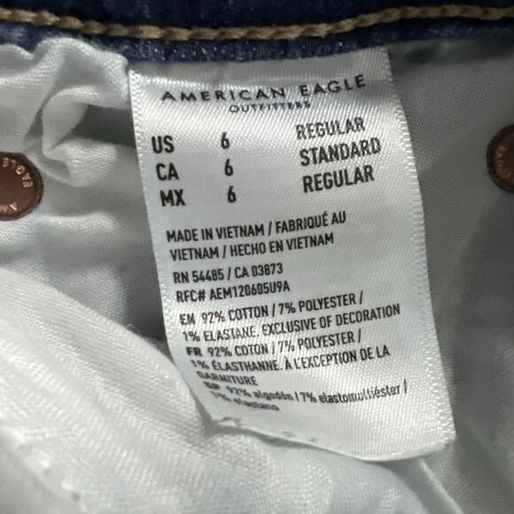 American Eagle Womens Jeans Size 6 Medium Wash Super High Rise Flare Ripped - Picture 13 of 13